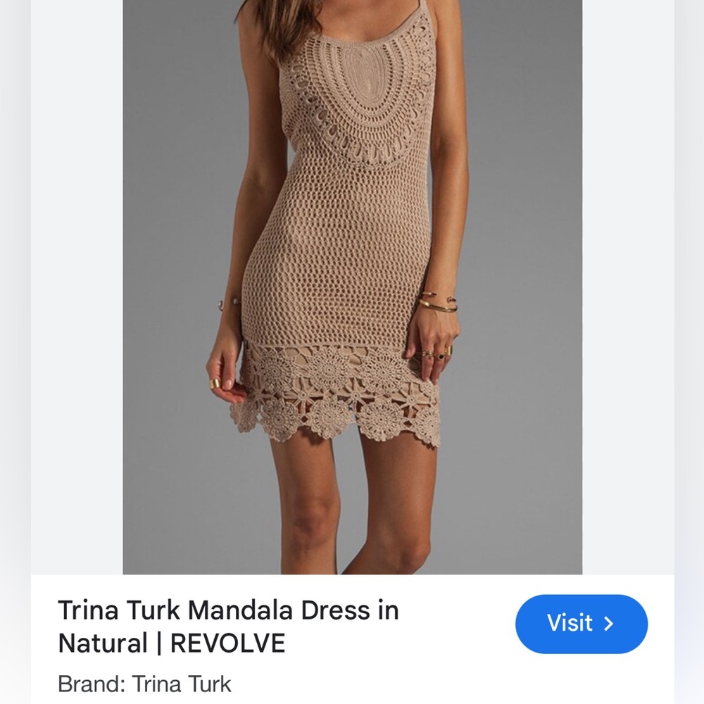 Trina Turk Revolve Mandala Crochet Knit Scallop Festival Dress Beach Summer Boho